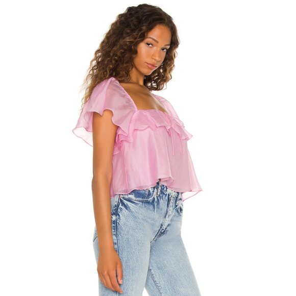 Amanda Uprichard Ali Blouse, Pink, Medium ๐ธ - Picture 2 of 6